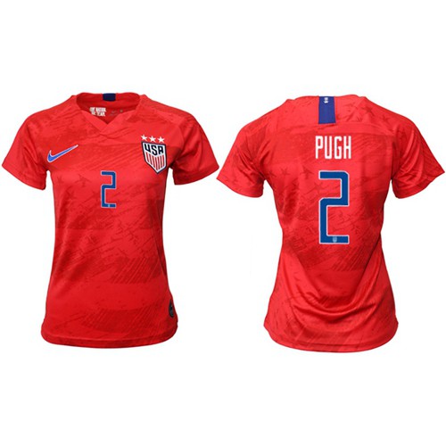 Womens USA #2 Pugh Away Soccer Country Jersey Womens USA #2 Pugh Away Soccer Country Jersey