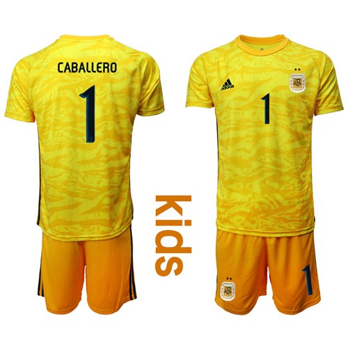 Argentina #1 Caballero Blue Goalkeeper Kid Soccer Country Jersey Argentina #1 Caballero Blue Goalkeeper Kid Soccer Country Jersey