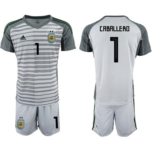 Argentina #1 Caballero Grey Goalkeeper Soccer Country Jersey Argentina #1 Caballero Grey Goalkeeper Soccer Country Jersey