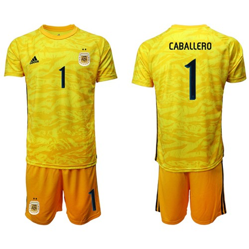 Argentina #1 Caballero Yellow Goalkeeper Soccer Country Jersey Argentina #1 Caballero Yellow Goalkeeper Soccer Country Jersey