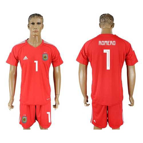 Argentina #1 Romero Red Goalkeeper Soccer Country Jersey Argentina #1 Romero Red Goalkeeper Soccer Country Jersey