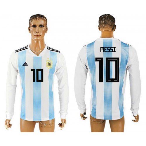 Argentina #10 MESSI Home 2018 FIFA World Cup Long Sleeve Thailand Soccer Jersey Argentina #10 MESSI Home 2018 FIFA World Cup Long Sleeve Thailand Soccer Jersey