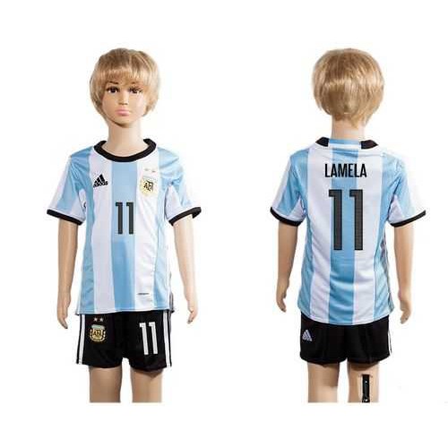 Argentina #11 Lamela Home Kid Soccer Country Jersey Argentina #11 Lamela Home Kid Soccer Country Jersey