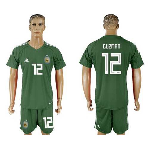 Argentina #12 Guzman Army Green Goalkeeper Soccer Country Jersey Argentina #12 Guzman Army Green Goalkeeper Soccer Country Jersey