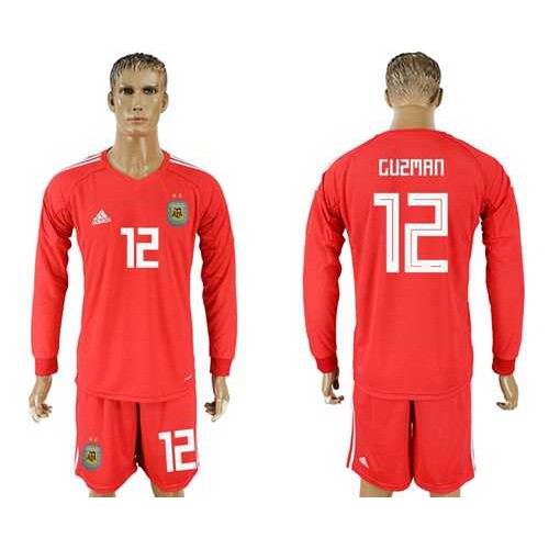 Argentina #12 Guzman Red Long Sleeves Goalkeeper Soccer Country Jersey Argentina #12 Guzman Red Long Sleeves Goalkeeper Soccer Country Jersey