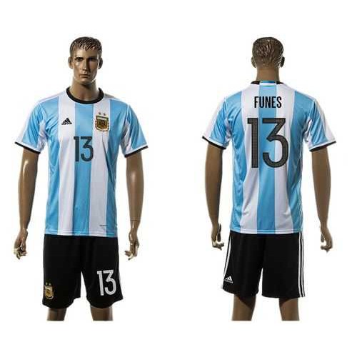 Argentina #13 Funes Home Soccer Country Jersey Argentina #13 Funes Home Soccer Country Jersey