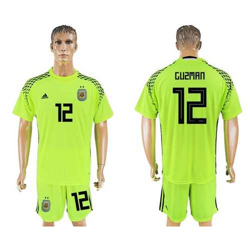 Argentina #12 Guzman Shiny Green Goalkeeper Soccer Country Jersey Argentina #12 Guzman Shiny Green Goalkeeper Soccer Country Jersey