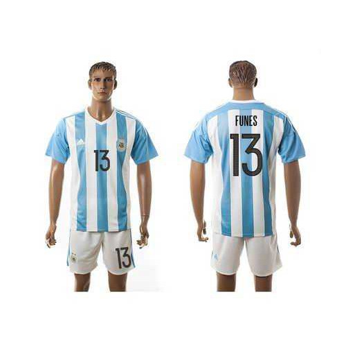 Argentina #13 Funes Home Soccer Country Jersey Argentina #13 Funes Home Soccer Country Jersey