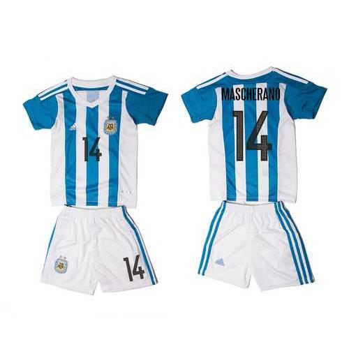 Argentina #14 Mascherano Home Kid Soccer Country Jersey Argentina #14 Mascherano Home Kid Soccer Country Jersey