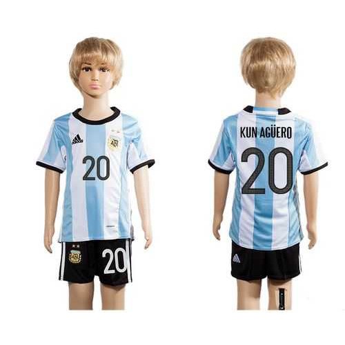 Argentina #20 Kun Aguero Home Kid Soccer Country Jersey Argentina #20 Kun Aguero Home Kid Soccer Country Jersey