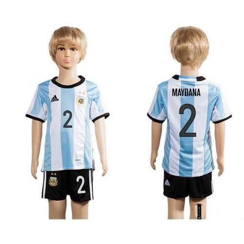 Argentina #2 Maydana Home Kid Soccer Country Jersey Argentina #2 Maydana Home Kid Soccer Country Jersey