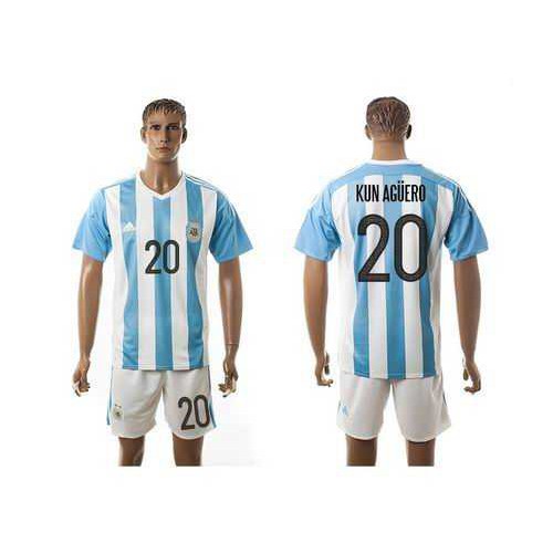 Argentina #20 Kun Aguero Home Soccer Country Jersey Argentina #20 Kun Aguero Home Soccer Country Jersey