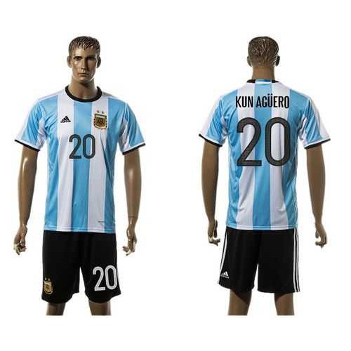 Argentina #20 Kun Aguero Home Soccer Country Jersey Argentina #20 Kun Aguero Home Soccer Country Jersey