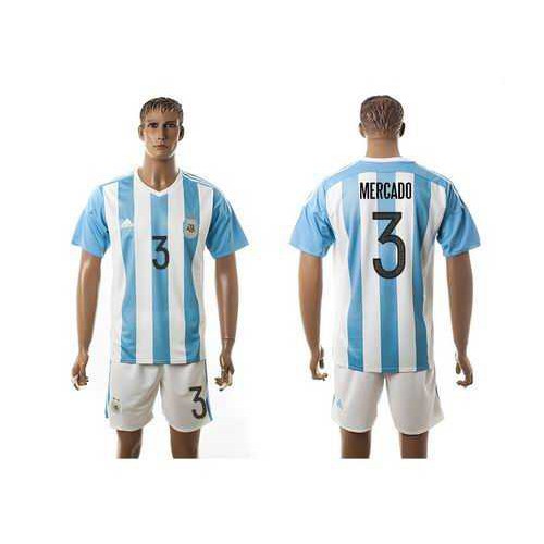 Argentina #3 Mercado Home Soccer Country Jersey Argentina #3 Mercado Home Soccer Country Jersey
