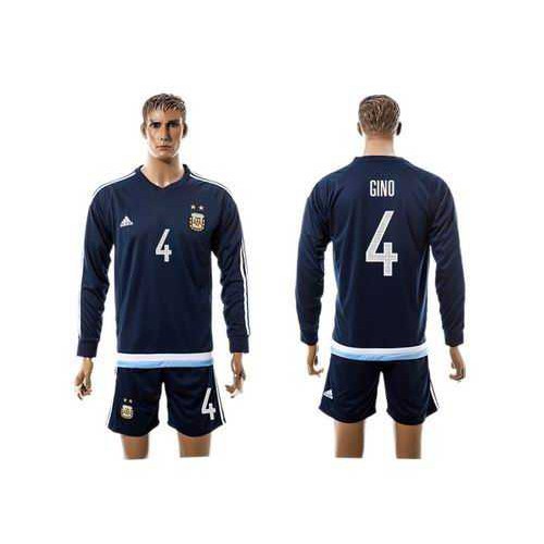 Argentina #4 Gino Away Long Sleeves Soccer Country Jersey Argentina #4 Gino Away Long Sleeves Soccer Country Jersey