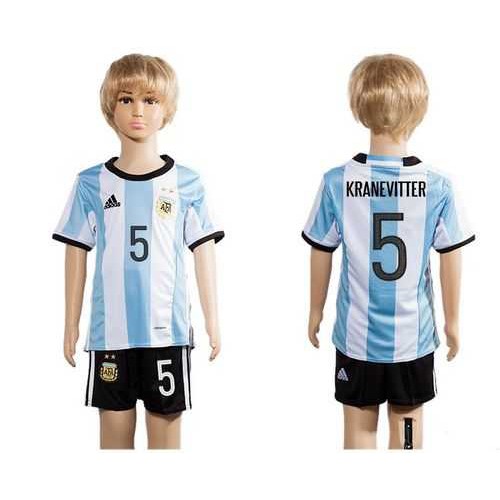 Argentina #5 Kranevitter Home Kid Soccer Country Jersey Argentina #5 Kranevitter Home Kid Soccer Country Jersey