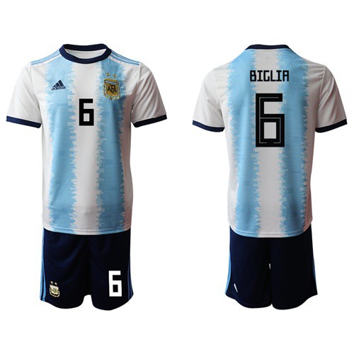 Argentina #6 Biglia Home Soccer Country Jersey Argentina #6 Biglia Home Soccer Country Jersey
