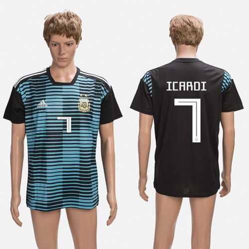 Argentina #7 Icardi Black Training Soccer Country Jersey Argentina #7 Icardi Black Training Soccer Country Jersey