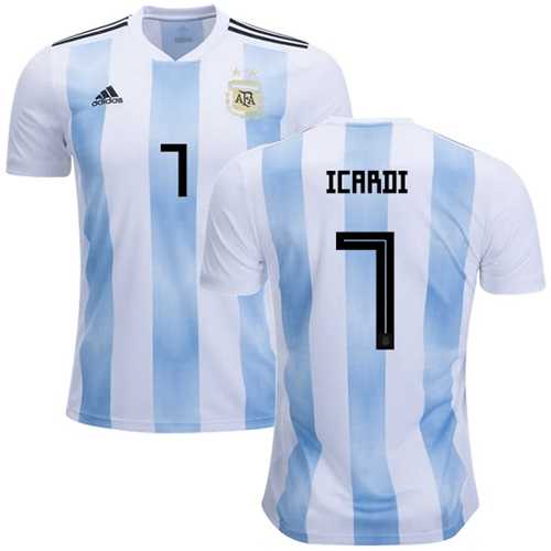 Argentina #7 Icardi Home Soccer Country Jersey Argentina #7 Icardi Home Soccer Country Jersey