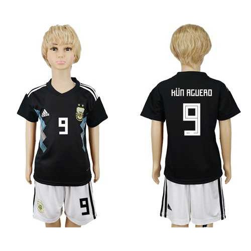Argentina #9 Kun Aguero Away Kid Soccer Country Jersey Argentina #9 Kun Aguero Away Kid Soccer Country Jersey