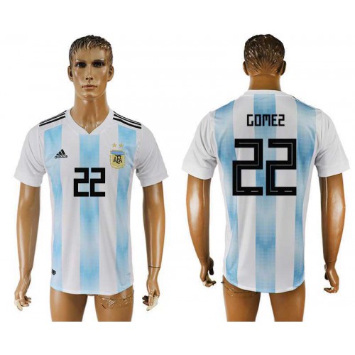 Argentina 22 GOMEZ Home 2018 FIFA World Cup Thailand Soccer Jersey Argentina 22 GOMEZ Home 2018 FIFA World Cup Thailand Soccer Jersey