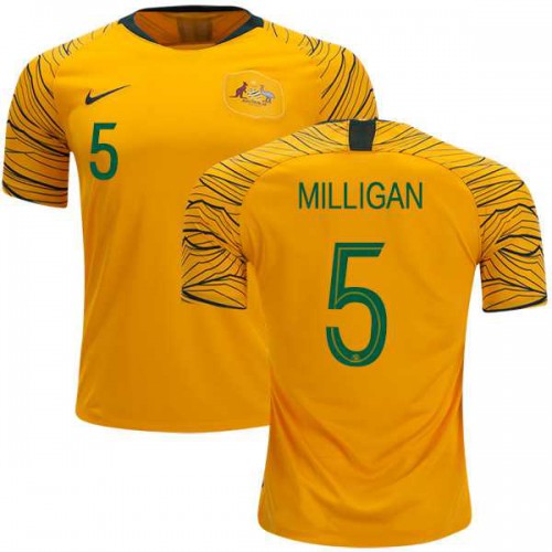 Australia #5 Milligan Home Soccer Country Jersey Australia #5 Milligan Home Soccer Country Jersey