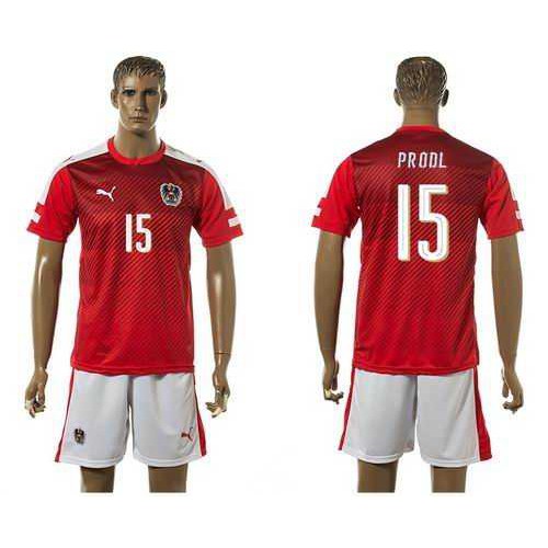 Austria #15 Prodl Red Home Soccer Country Jersey Austria #15 Prodl Red Home Soccer Country Jersey