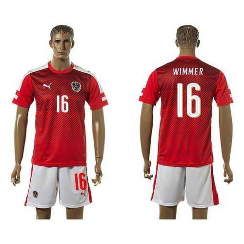 Austria #16 Wimmer Red Home Soccer Country Jersey Austria #16 Wimmer Red Home Soccer Country Jersey