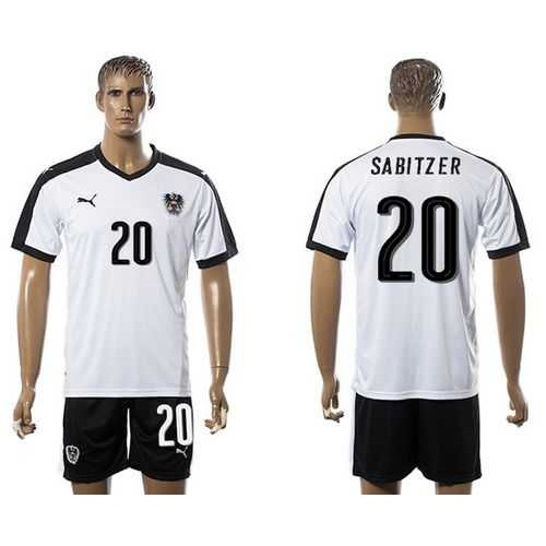 Austria #20 Sabitzer White Away Soccer Country Jersey Austria #20 Sabitzer White Away Soccer Country Jersey