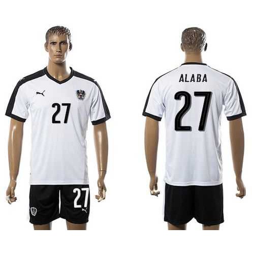 Austria #27 Alaba White Away Soccer Country Jersey Austria #27 Alaba White Away Soccer Country Jersey