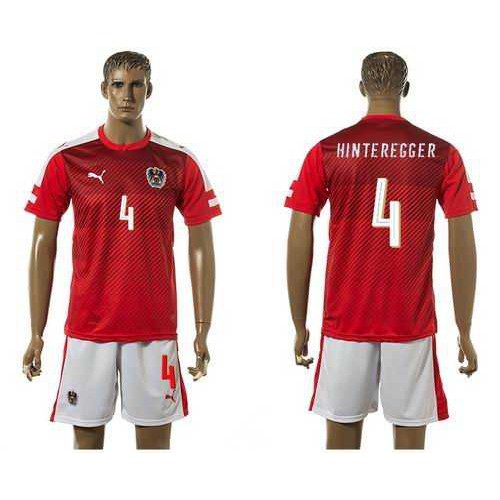 Austria #4 Hinteregger Red Home Soccer Country Jersey Austria #4 Hinteregger Red Home Soccer Country Jersey