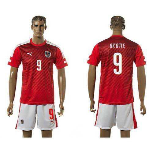 Austria #9 Okotie Red Home Soccer Country Jersey Austria #9 Okotie Red Home Soccer Country Jersey