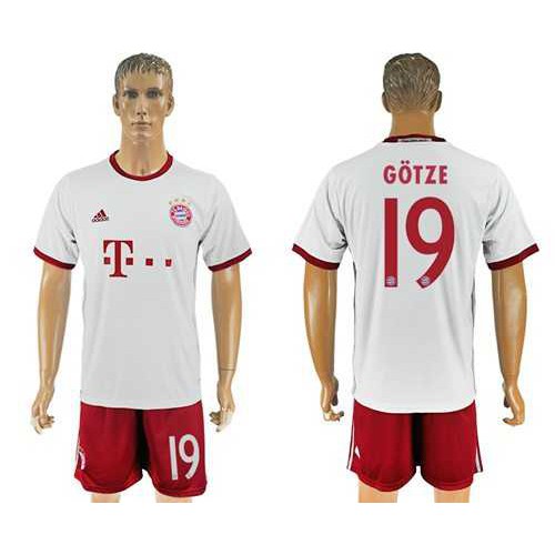 Bayern Munchen #19 Gotze White Soccer Club Jersey Bayern Munchen #19 Gotze White Soccer Club Jersey