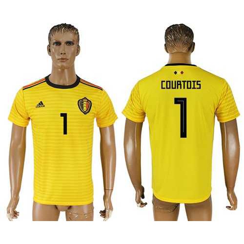 Belgium #1 Courtois Away Soccer Country Jersey Belgium #1 Courtois Away Soccer Country Jersey