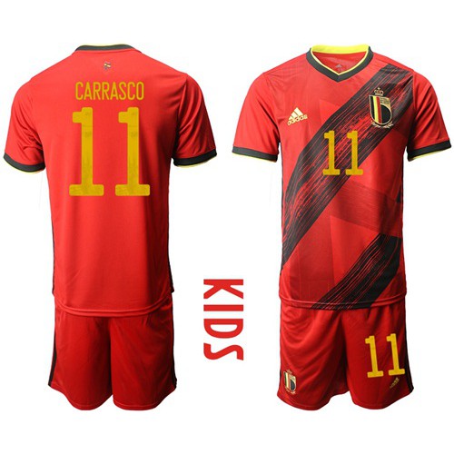 Belgium #11 Carrasco Red Home Kid Soccer Country Jersey Belgium #11 Carrasco Red Home Kid Soccer Country Jersey