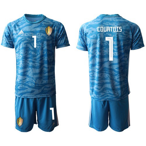 Belgium #1 Courtois Blue Goalkeeper Soccer Country Jersey Belgium #1 Courtois Blue Goalkeeper Soccer Country Jersey