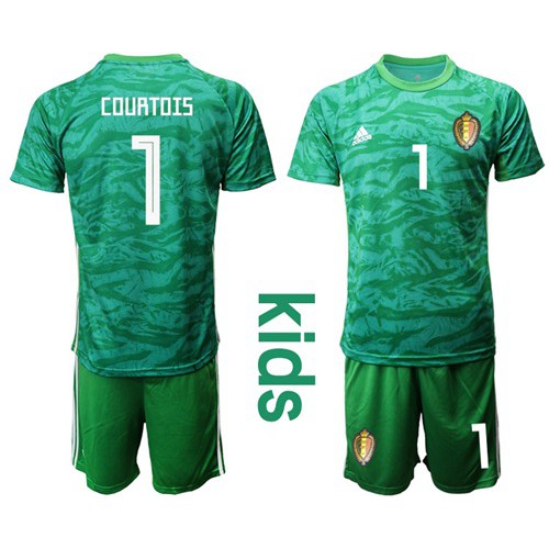 Belgium #1 Courtois Green Goalkeeper Kid Soccer Country Jersey Belgium #1 Courtois Green Goalkeeper Kid Soccer Country Jersey