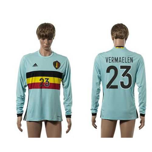 Belgium #23 Vermaelen Away Long Sleeves Soccer Country Jersey Belgium #23 Vermaelen Away Long Sleeves Soccer Country Jersey