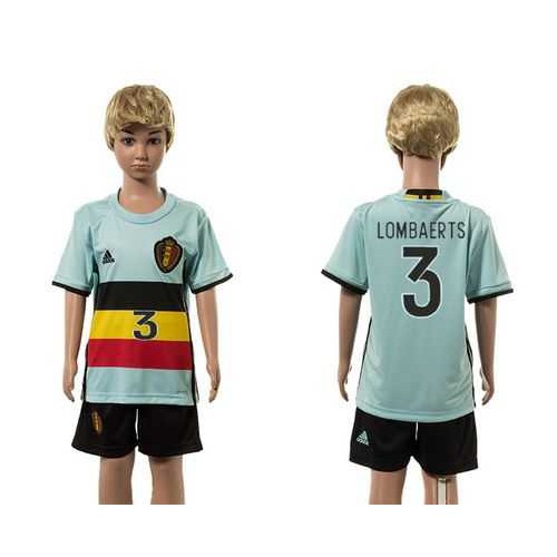 Belgium #3 Lombaerts Away Kid Soccer Country Jersey Belgium #3 Lombaerts Away Kid Soccer Country Jersey