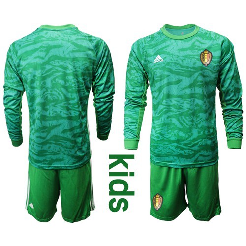 Belgium Blank Green Goalkeeper Long Sleeves Kid Soccer Country Jersey Belgium Blank Green Goalkeeper Long Sleeves Kid Soccer Country Jersey