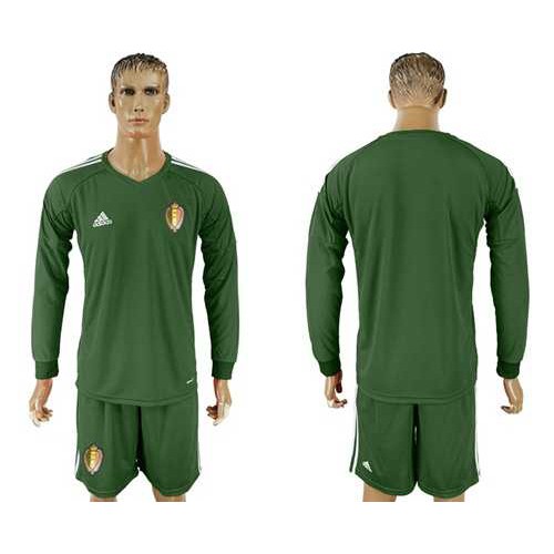Belgium Blank Army Green Long Sleeves Goalkeeper Soccer Country Jersey Belgium Blank Army Green Long Sleeves Goalkeeper Soccer Country Jersey