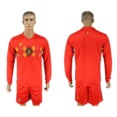 Belgium Blank Red Home Long Sleeves Soccer Country Jersey Belgium Blank Red Home Long Sleeves Soccer Country Jersey