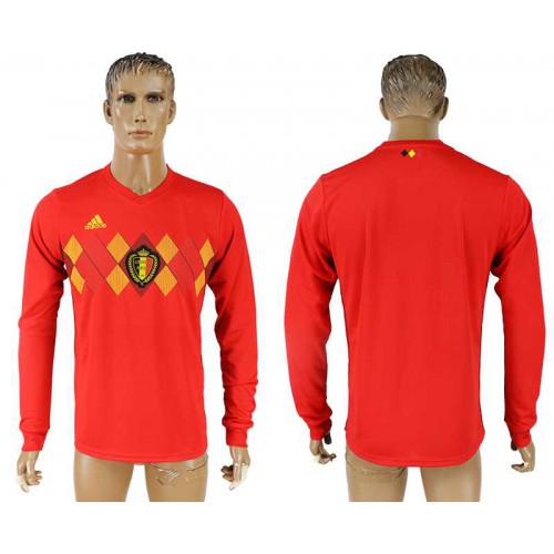 Belgium Home 2018 FIFA World Cup Long Sleeve Thailand Soccer Jersey Belgium Home 2018 FIFA World Cup Long Sleeve Thailand Soccer Jersey