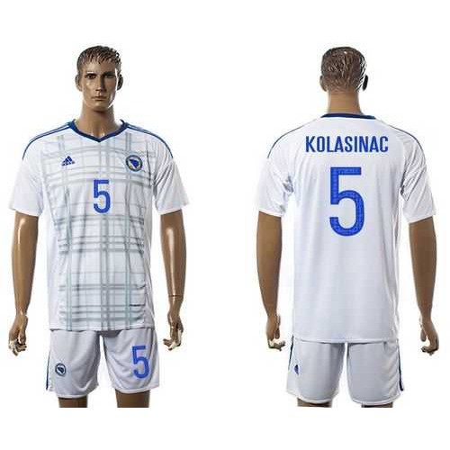 Bosnia Herzegovina #5 Kolasinac Away Soccer Country Jersey Bosnia Herzegovina #5 Kolasinac Away Soccer Country Jersey