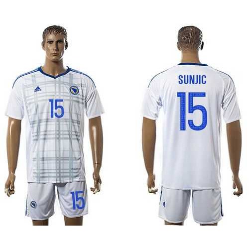 Bosnia Herzegovina #15 Sunjic Away Soccer Country Jersey Bosnia Herzegovina #15 Sunjic Away Soccer Country Jersey