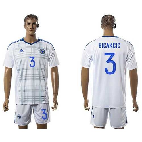 Bosnia Herzegovina #3 Bicakcic Away Soccer Country Jersey Bosnia Herzegovina #3 Bicakcic Away Soccer Country Jersey