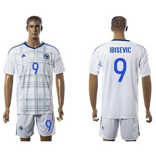 Bosnia Herzegovina #9 Ibisevic Away Soccer Country Jersey Bosnia Herzegovina #9 Ibisevic Away Soccer Country Jersey