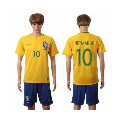 Brazil #10 Neymar Jr Home Soccer Country Jersey Brazil #10 Neymar Jr Home Soccer Country Jersey