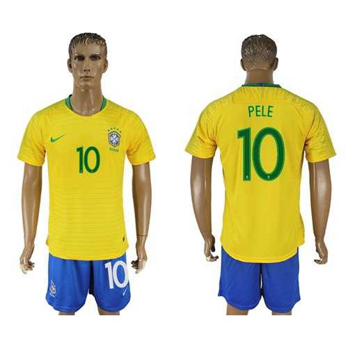 Brazil #10 Pele Home Soccer Country Jersey Brazil #10 Pele Home Soccer Country Jersey