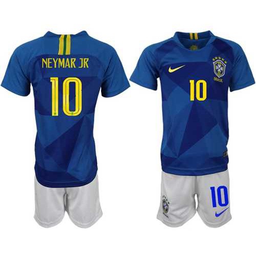 Brazil #10 Neymar Jr Away Kid Soccer Country Jersey Brazil #10 Neymar Jr Away Kid Soccer Country Jersey